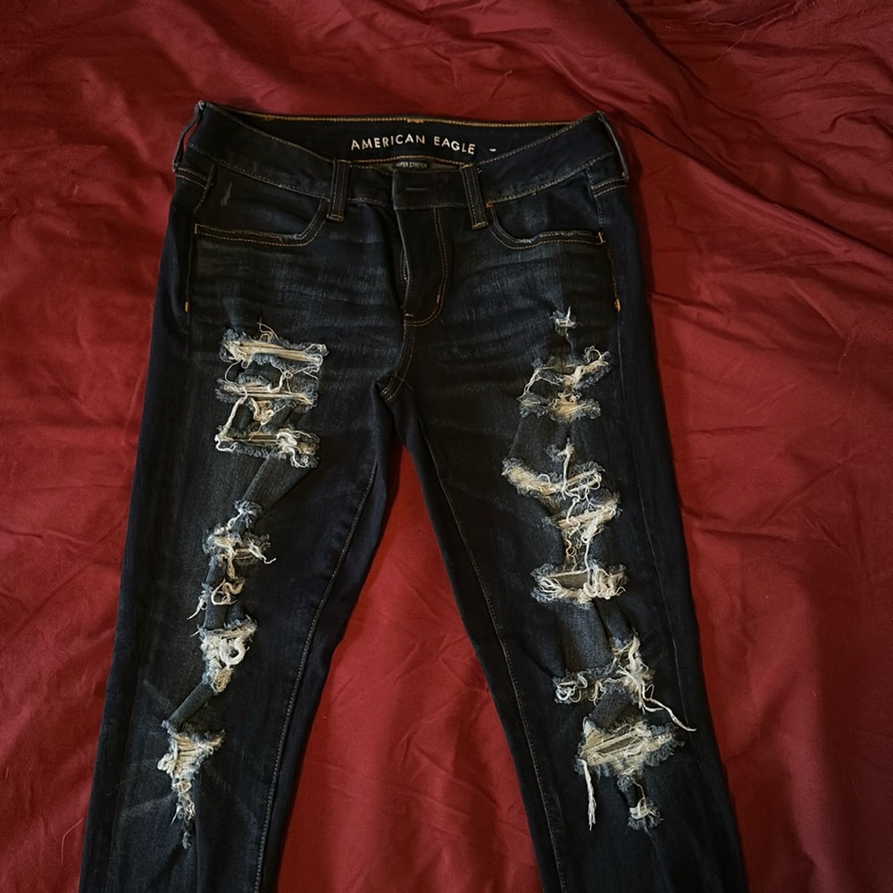 Women’s American Eagle Ripped Blue Super Stretch Jeggings